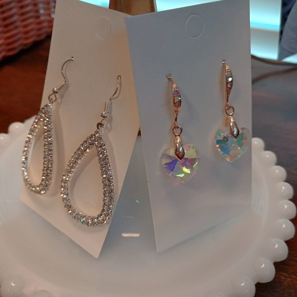 Source Unknown Jewelry - **NWOT** Rhinestone/Shimmer Earrings  (Set of 2)